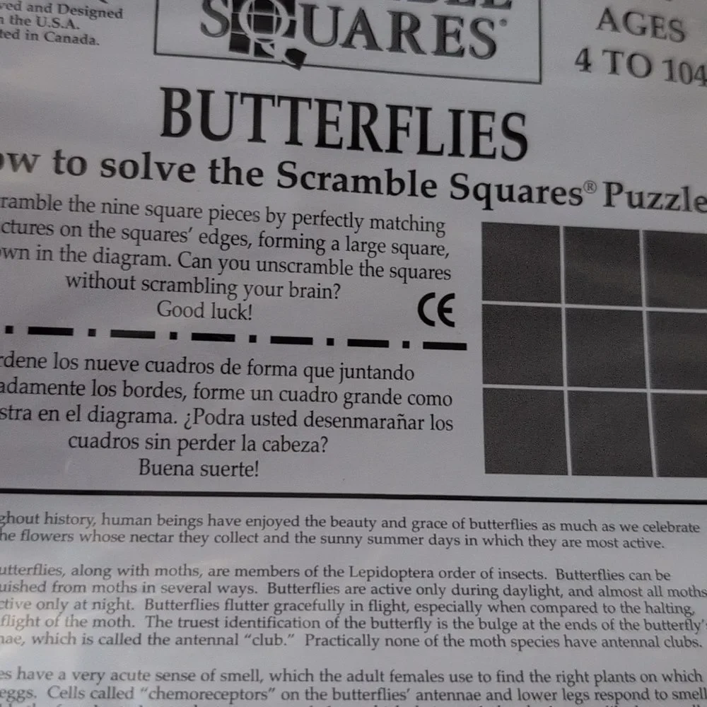 90s Vintage Scramble Squares‎ Butterfly Puzzle NIP